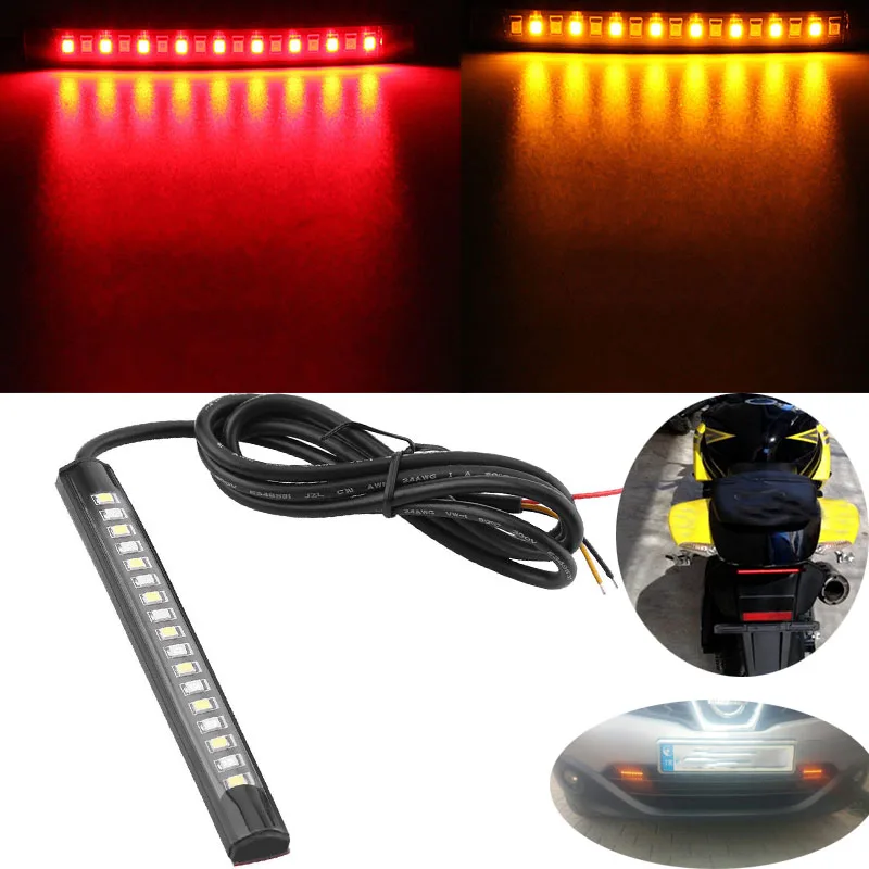 

Universal Car Motorcycle Flexible Brake Flashing Tail Stop Light Motorcycle Led Turn Signal Brake License Plate Strip DRL Light