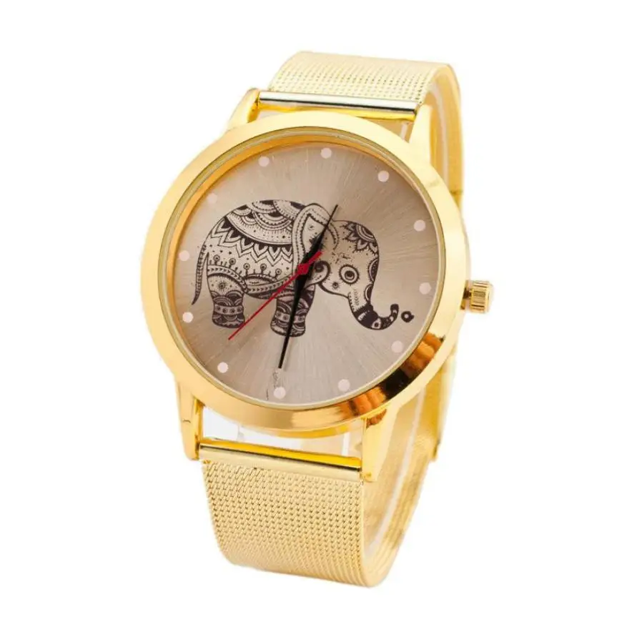 

Timezone #25 Women'S Watch Classic Gold Elephant Quartz Stainless Steel Wrist Watch Free Shipping