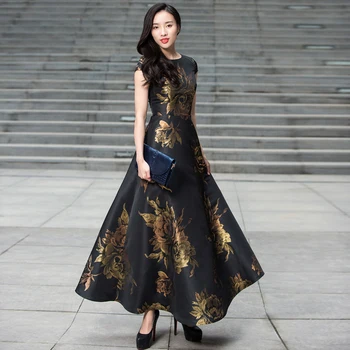 

Vestidos Plus Size Women summer Long Maxi Dress Boho Floral Jacquard Dress Fashion Party Dress