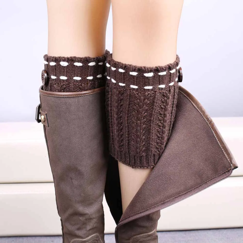 Women Winter 1 Pair Knitted Leg Warmers Socks Boot Cover thigh bands leg warmers mujer invierno comfortable#P20