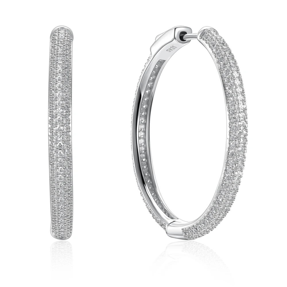 

35mm Real 925 sterling Silver Earring Smooth round Hoop Earrings Pretty earring for wedding fashion jewelry Free shipping