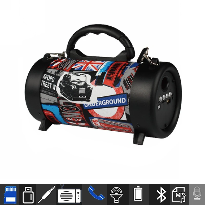 Portable Speaker Wireless Bluetooth Speaker Hifi Soundbar with Subwoofer Outdoor Loudspeaker With Microphone FM radio Boombox