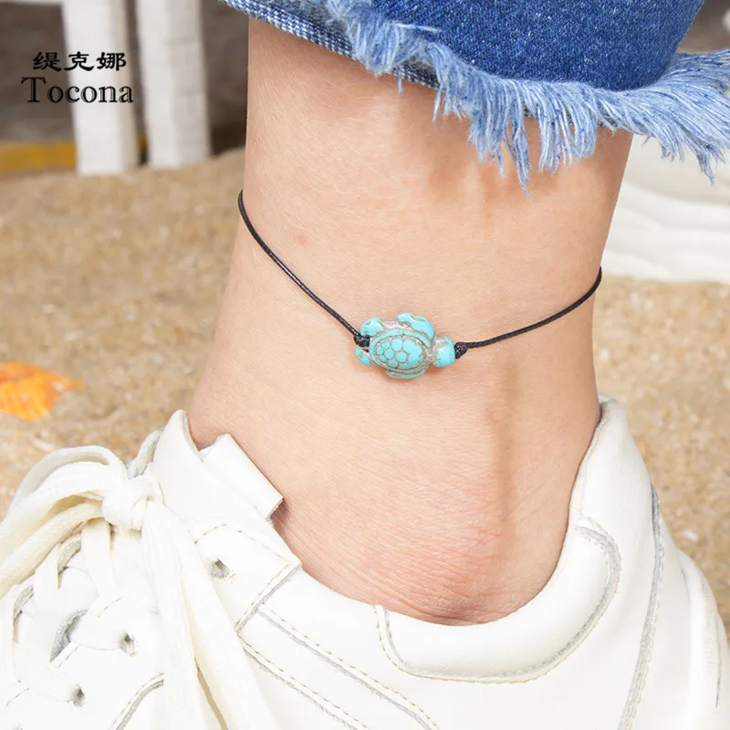 

Tocona Charms Anklets for Women Simple Tortoise Chain Foot Barefoot Sandals Bohmeian Jewelry Leg Bracelet Wholesale 4329