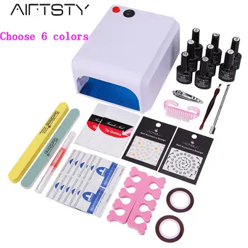 

Nail art tools set kit 36W UV Lamp & 6 Color 10ml soak off Gel Polish nail base gel top coat gel polish kit nail Manicure tools