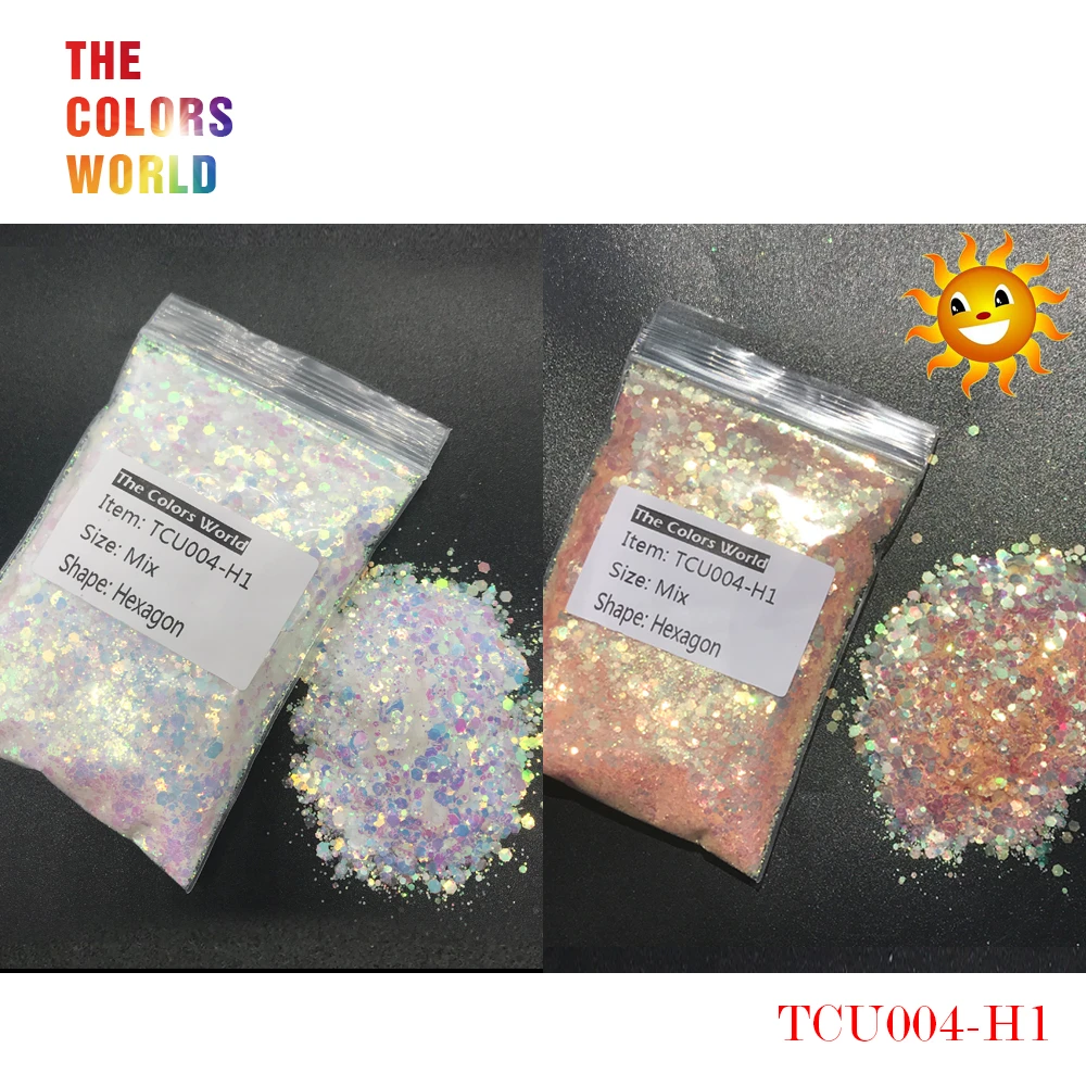 TCT-240 UV Glitter Ultraviolet Light Hexagon Shape Mix Size Nail Glitter Nail Decorations Nail Gel Makeup DIY Henna Accessorie