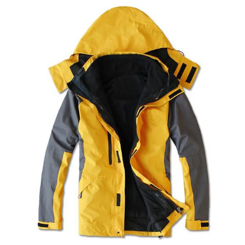 Yellow Открытый для мужчин зимние 2 шт. ветровка Softshell флисовые куртки спортивные непромокаемые ветрозащитный термальность пеший Туризм лыж - Цвет: Yellow