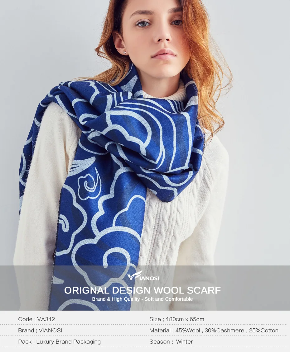 [VIANOSI] дизайн, бандана, зимний шарф, женские шали, плотные теплые шарфы, шерстяной брендовый шарф, женская накидка, с принтом, хиджаб