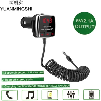 

YUANMINGSHI Car MP3 Audio Player Bluetooth FM Transmitter Wireless FM Modulator Car Kit HandsFree USB Charger for Smart Phone