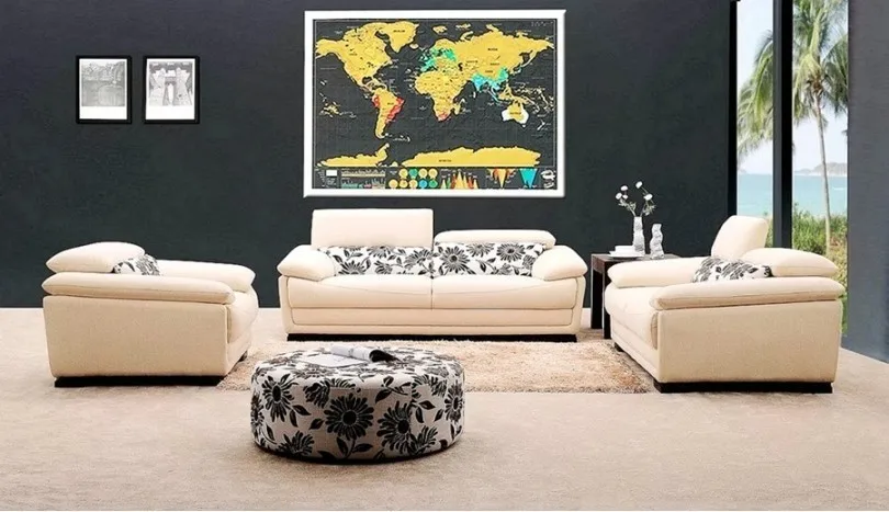 82,5X59,4 cm Deluxe черный Сотрите Карта мира черный Карта царапинам лучший Декор школьные канцелярские принадлежности поставляет стены наклейки