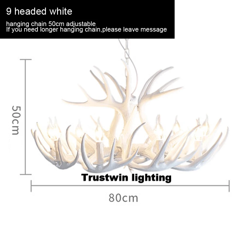 Американская Европа, ветка дерева, винтажный Ретро светодиодный подвесной светильник, светильник оленьи рога, современный потолочный подвесной светильник, светильник - Цвет корпуса: 9 headed white