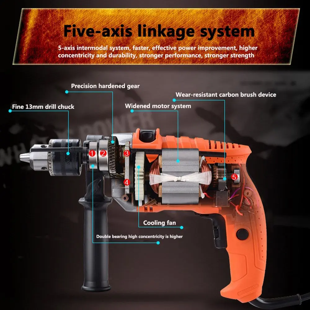 750W Electric Drill Hammer Impact Drill Multi