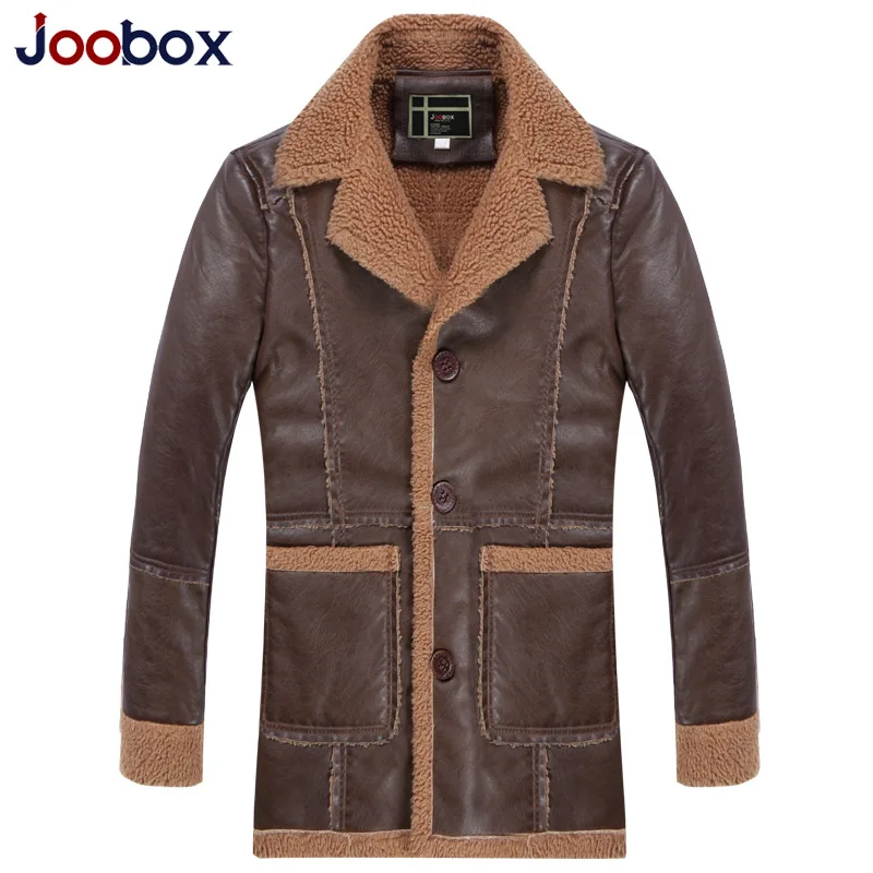 Joobox 브랜드 2017 가을 겨울 자켓 남성 패션 의류 코튼 코트 캐주얼 가짜 가죽 파커 남성 따뜻한 두꺼운 롱 오버 코트 ...