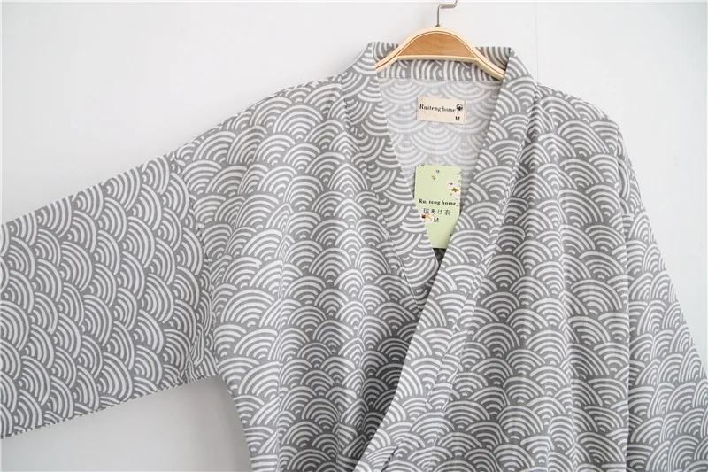 Японское кимоно, мужские весенние халаты с длинным рукавом, хлопок, Модный повседневный халат для мужчин, 062401