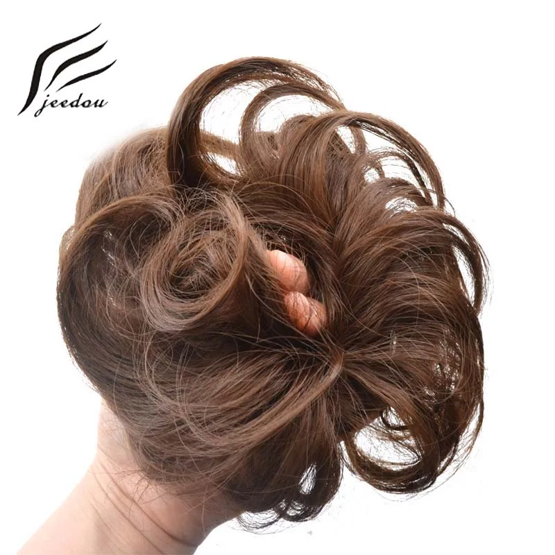 1 Pieces jeedou Synthetic Chignon Donut Gary Brown Color 30g Hair Bun Pad Chignon Elastic Hair Rope Rubber Band Hair Extensions