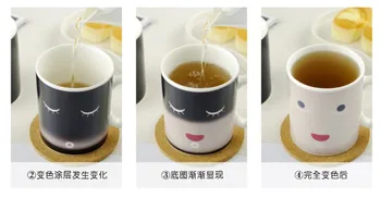

240pcs/lot New free shipping creative gift product smile colour change temperature sensing ceramic mugs cup