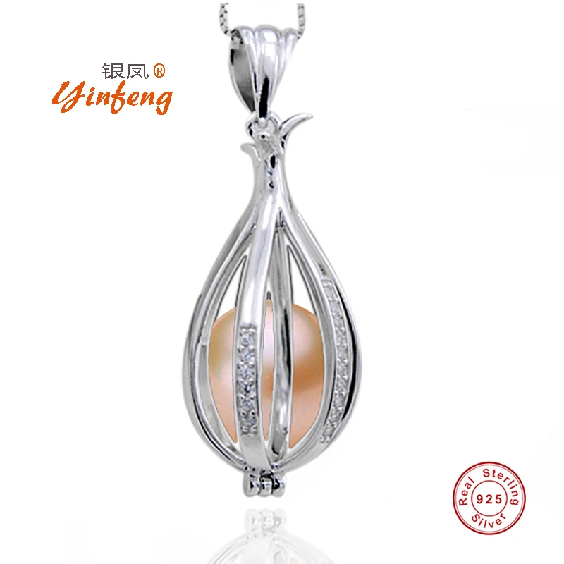 

[MeiBaPJ]Special Design 8-9mm Natural Cage Pearl Pendant Necklace with 45cm Silver Chain 4 colors Wholesale Casual Jewelry