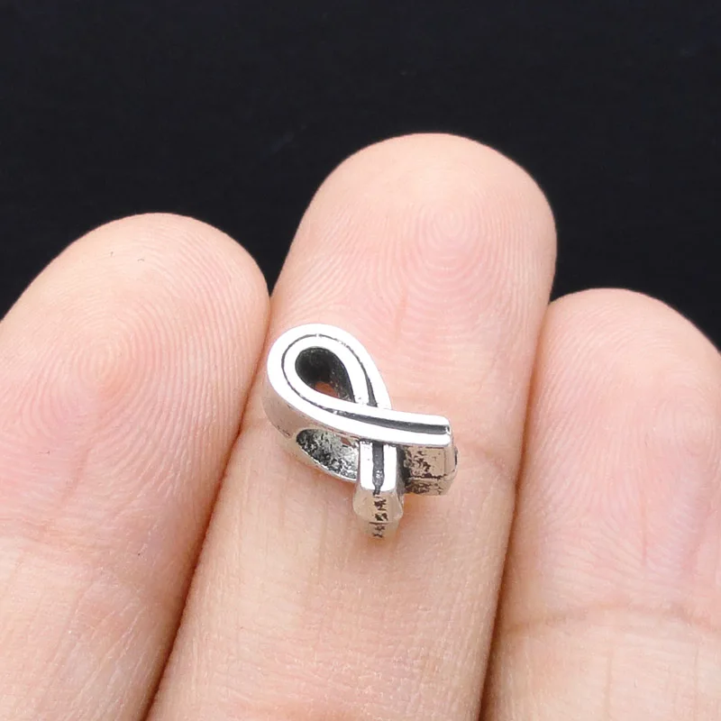 

30pcs-Antique Tibetan Silver Breast Cancer Ribbon Beads 11x6x6mm