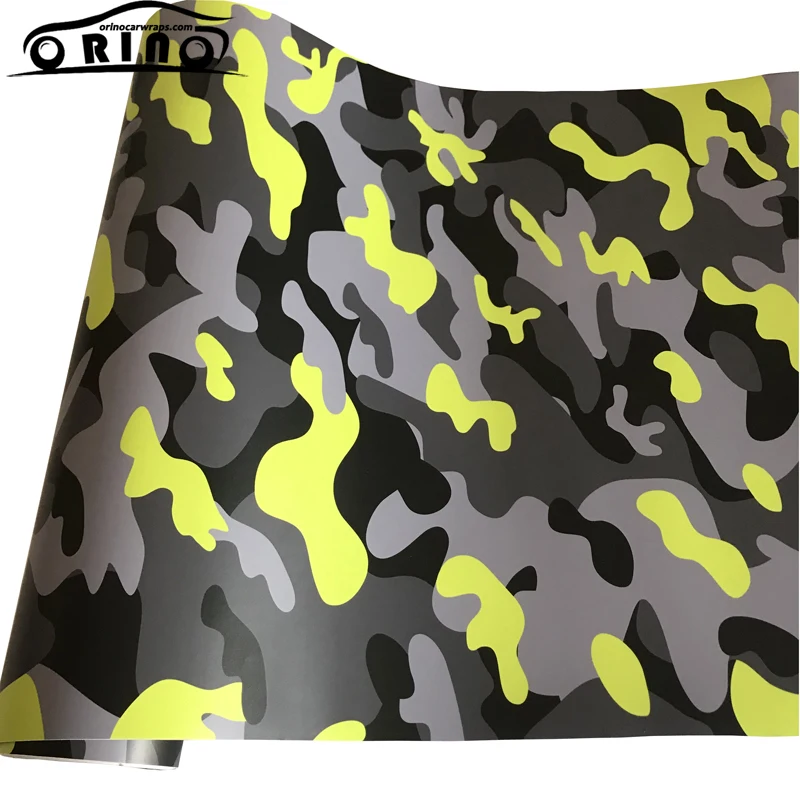 Black Yellow Camouflage Vinyl Film