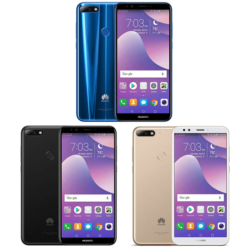 Мобильный телефон huawei Y7 Prime с глобальной прошивкой, 5,99 дюймов, Восьмиядерный процессор Snapdragon 430, Android 8,0, функция распознавания отпечатков пальцев
