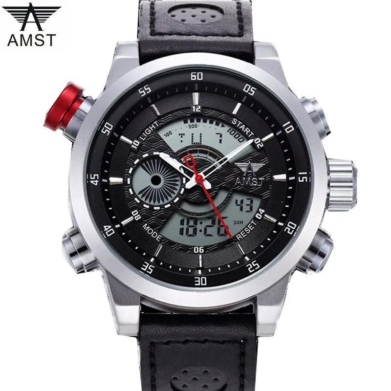 

2017 New Brand AMST Watch Men Military Sports Watches Fashion Leather Waterproof LED Digital Watch For Men Clock digital-watch
