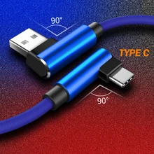 Кабель usb type C с нейлоновой оплеткой 90 градусов для samsung S10 S9 Plus S8 S8 Plus Быстрая зарядка для Xiaomi mi Max 2 красный mi note 7