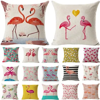 

1Pcs 43*43cm Flamingo Pattern Cotton Linen Throw Pillow Cushion Cover Seat Car Home Decoration Decorative Pillowcase 40497