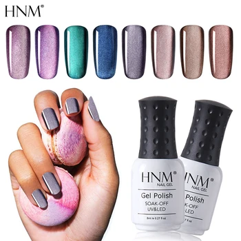 

HNM 8ML 5D Magnetic Cat Eye UV Gel Nail Polish Soak Off LED Lamp Lacquers Starry Sky Jade Effect Varnish Base Top Coat Primer