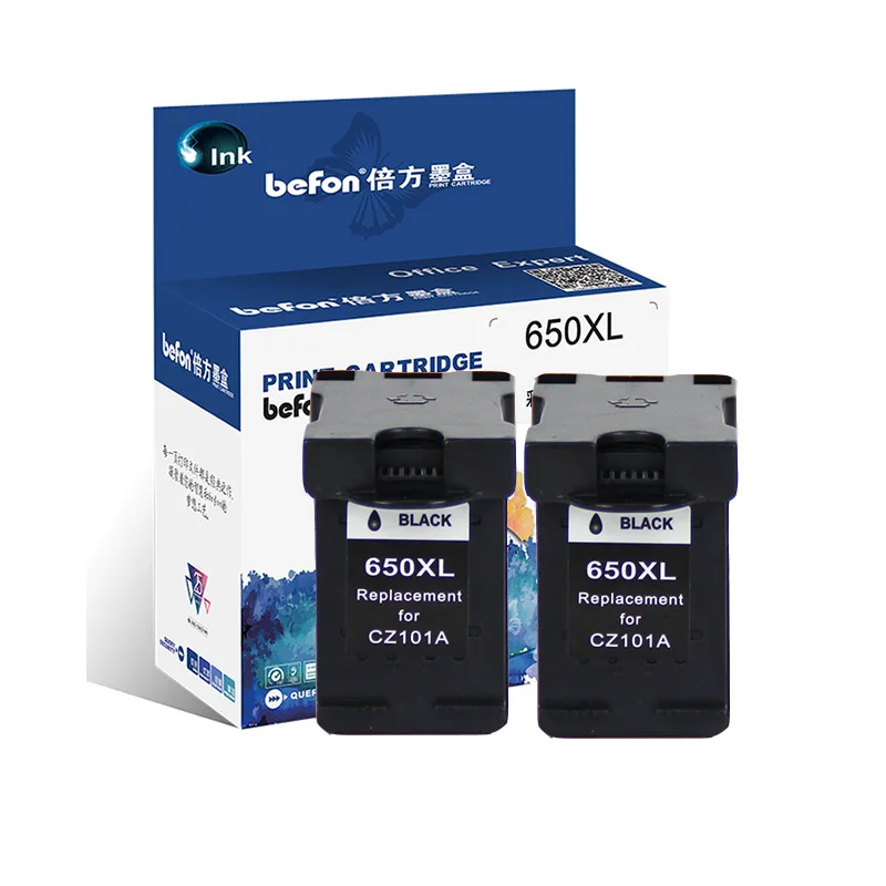 Befon черный Цвет 650XL сменный картридж для принтера для hp 650 hp 650 XL для hp Deskjet 1015 1515 2515 2545 2645 3515 4645 принтер - Цвет: 2 pcs Bk