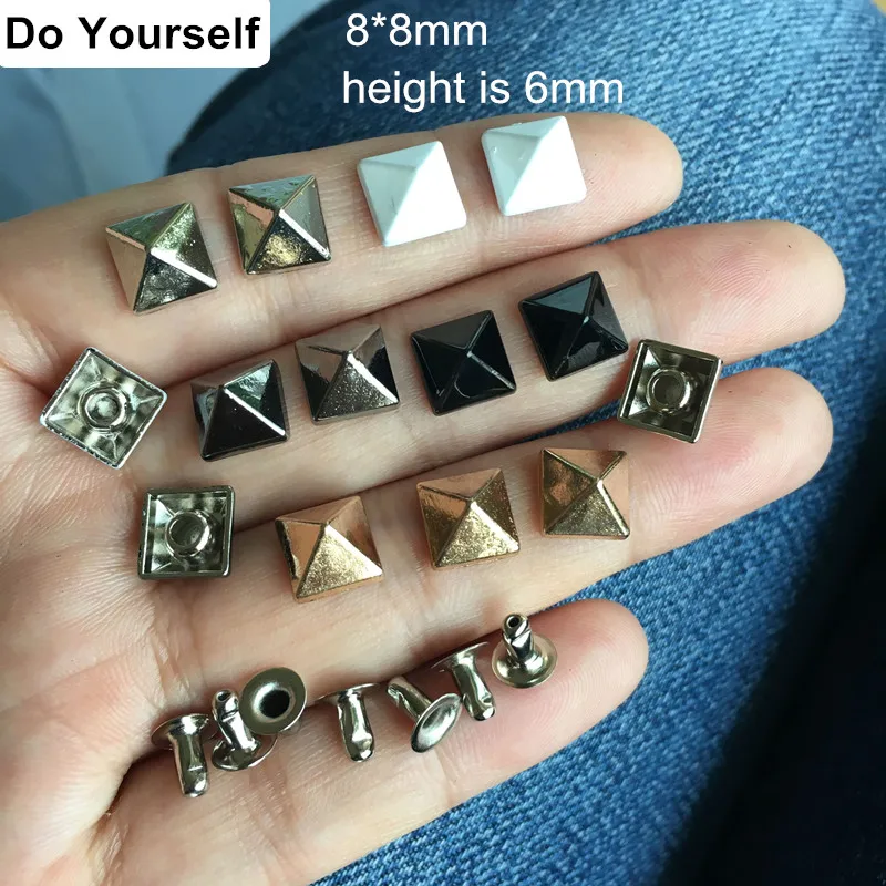 

Free Shipping - 120 Set of 8*6mm Pyramid Rivet Studs,DIY Metal Spike Rivet For Shoes,Bags,Clothing,Leather Crafts,Gold,Silver...