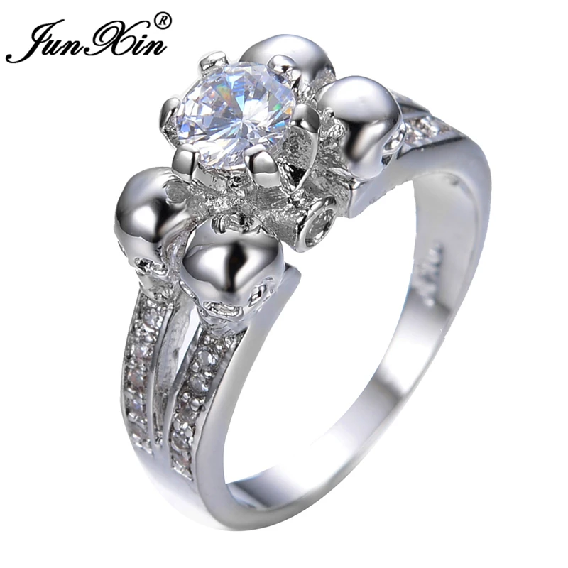 junxin crystal white skull ring vintage wedding rings for women fashion white gold filled jewelry bague - Skull Wedding Ring junxin crystal white skull ring vintage wedding rings for women fashion white gold filled jewelry bague - Skull Wedding Ring