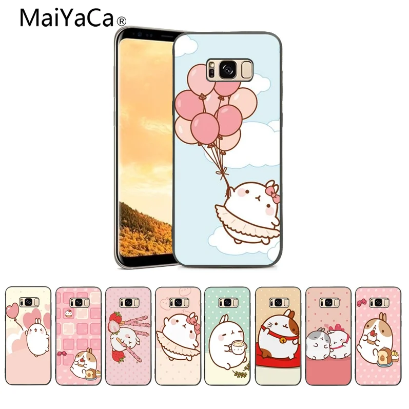 

MaiYaCa For Galaxy S7 S8 Case Cover Black Molang lovely Phone Accessories Case For Galaxy S4 S5 S6 S7 S8 S9 mobile phone shell