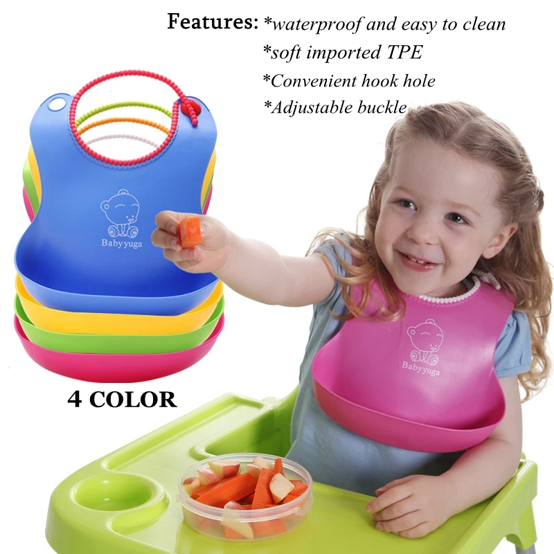 Large Baby Eat Bibs Children Soft Imported TPE Waterproof and Easy To Clean Baby Infants Mouth