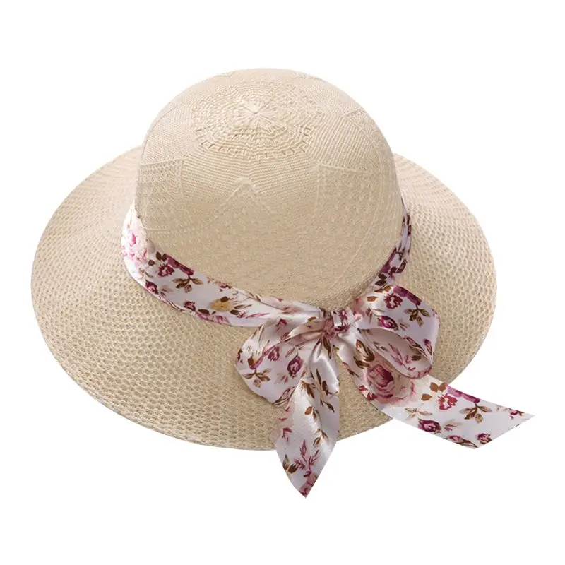 Sun Hats For Women Summer Large Beach Hat Flower Printed Wide Brim Cap Beachwear