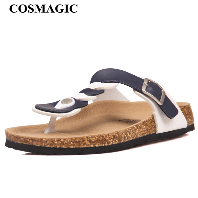 

COSMAGIC Fashion Cork Flip Flops Slippers Flat with 2019 New Women Summer Beach Casual Buckle Outside Slides Slipper Shoe