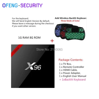 

X96W 1+8g with wireless three colorful keyboard Smart TV BOX Android 7.1 Amlogic S905W Quad Core 4K HD WiFi 2.4GHz iptv