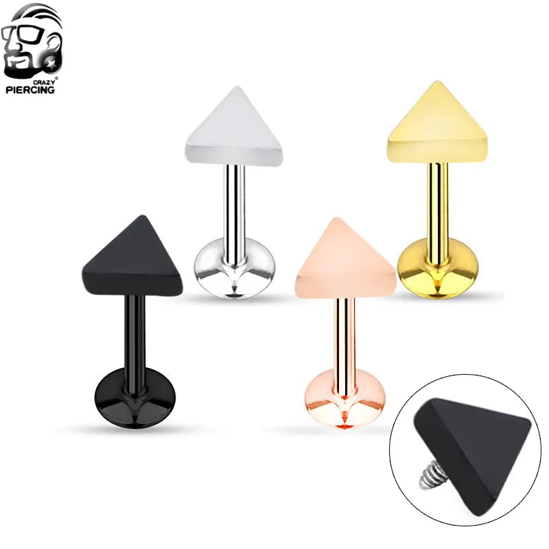 

2017 New Product Internally Thread Triangle Screw Labret Lip Piercing Stud Ring Ear Helix Tragus Cartilage Jewelry