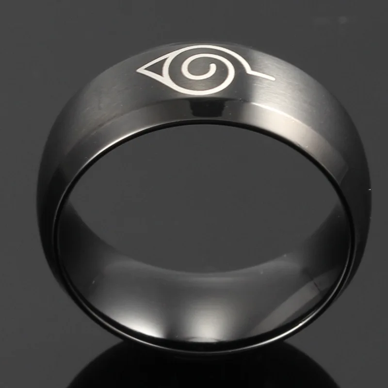 Anime Naruto Ring Black Gold Color Stainless Steel Mens Ring Party Accessories Male Jewelry Boy Gift Usa Size