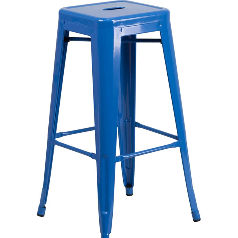 

Flash Furniture 30'' High Backless Blue Metal Indoor-Outdoor Barstool With Square Seat