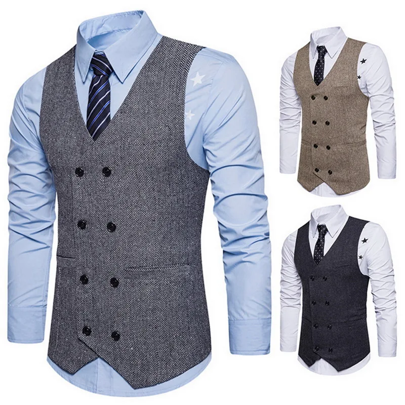 

Men Brand suit Vests Waistcoat Gilet Homme Casual Sleeveless Formal Business Jacket Mens Slim Fit Wedding Dress Vests homme