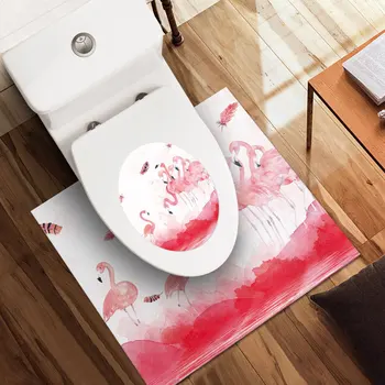 

3pcs Flamingo pattern bathroom anti-skid waterproof decorative wall PVC environmental self-adhesive toilet sticker