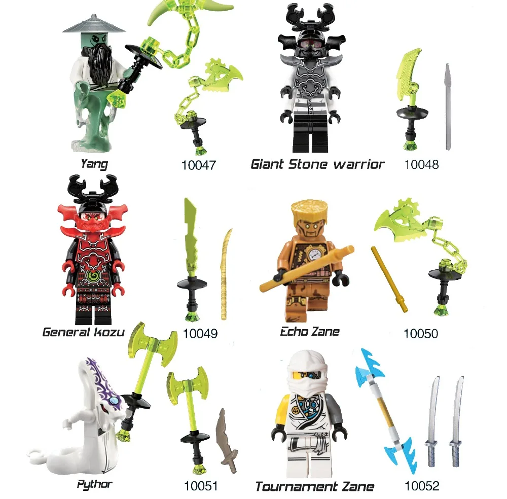 

Decool 10047-10052 Compatible Ninja eneral Kozu Yang Pythor Building Blocks set Ladrillo Juguete