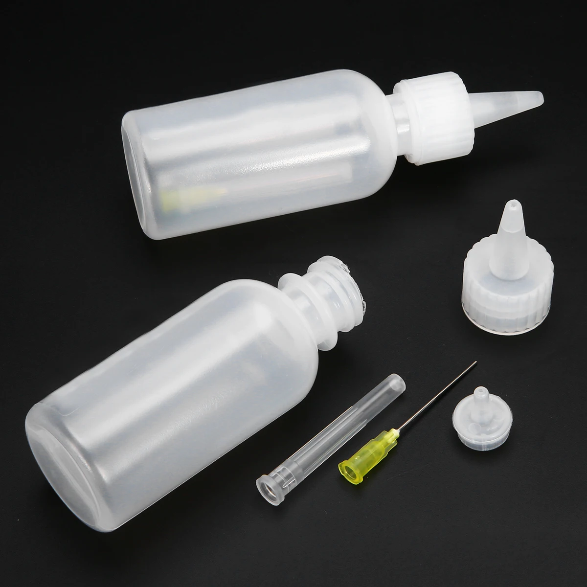 5pcs/lot 50ml Plastic Clear Liquid Bottle Squeeze Transparent Refillable Bottles with Needles for Rosin Solder Flux Paste