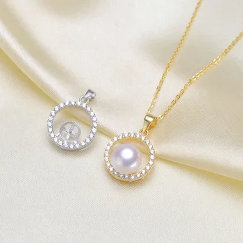 

925 Sterling Silver Pearl Pendant Hot Promotion Necklace Pendant Setting Findings Jewelry Parts Fittings Women Accessories