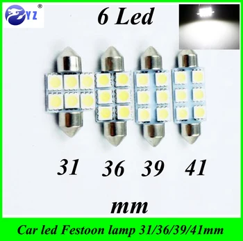 

10 Pcs Car Festoon 6SMD 5050 led festoon 31mm 36mm 39mm 42mm LED Festoon light Interior Dome Light Lamp Bulb For Car White 12V