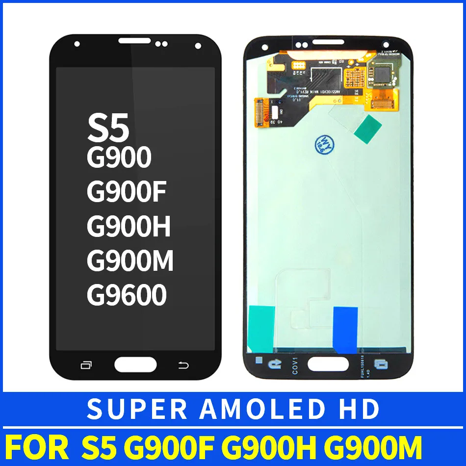 

5.1'' Super AMOLED Display Replacement For Samsung Galaxy S5 G900 G900F G900H LCD Display Screen Touch Digitizer Assembly