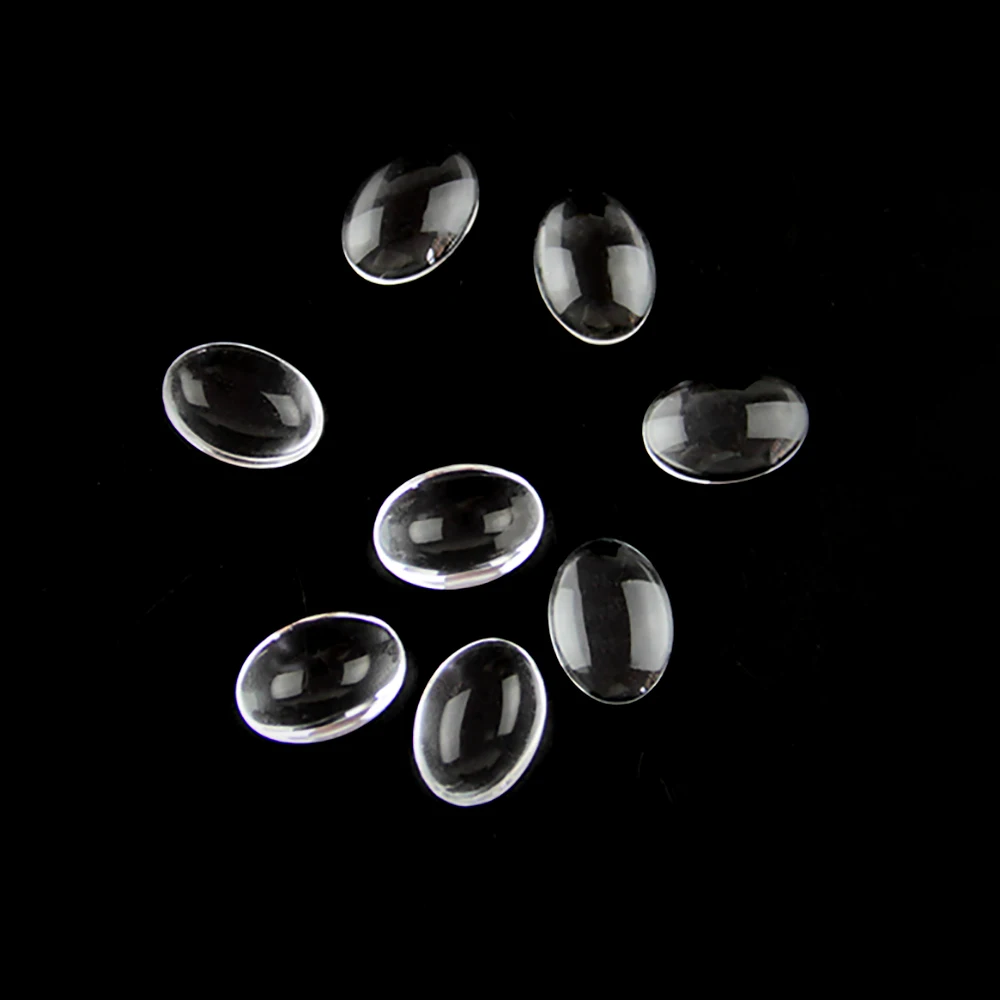 20Pcs Clear Glass Teardrop Flat Back Cabochon Pendants Magnify Base Cover 3 Size