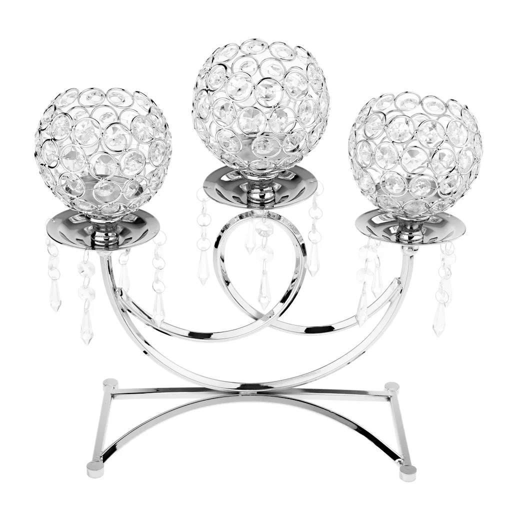 Vintage Retro Votive Tea Light Candle Holder Candlestick 3-Arms Candelabra Wedding Party Dinner Table Centerpieces Decoration 