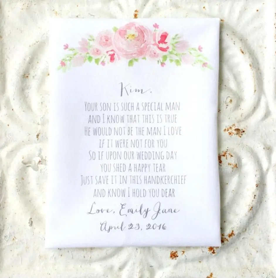 Wedding Favour Gift Lovely Mum Personalised Embroidered Handkerchief