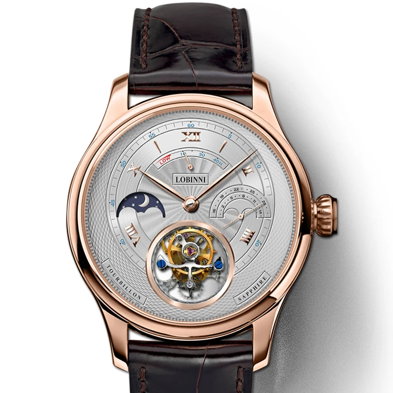LOBINNI люксовый бренд часы для мужчин Швейцария Tourbillion механические мужские часы сапфир Водонепроницаемые часы энергетический дисплей L8886-8