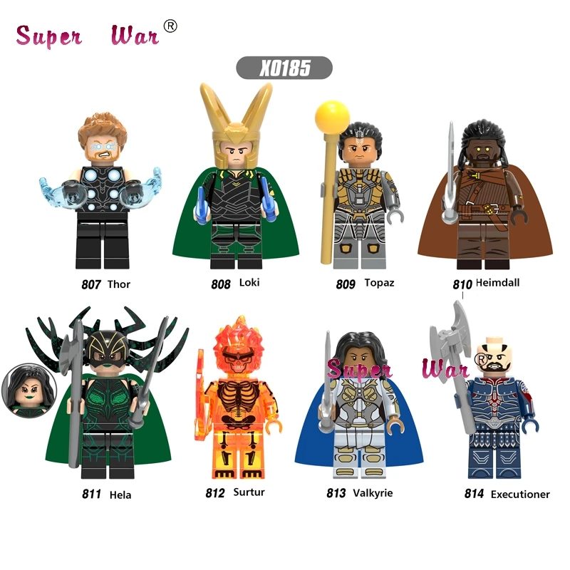 

Single Hero Marvel Ragnarok Thor Loki Topaz Heimdall Hela Surtur Valkyrie Executioner building blocks toys for children